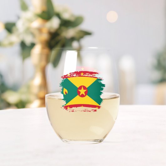 Grenada vlag wijnglas zonder voet (Insitu (Huwelijk))