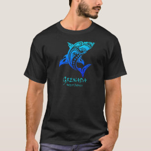 Grenada West Indies  Retro Tribal Shark Vac T-shirt