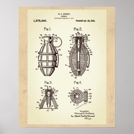 Grenade Patent Poster (Voorkant)