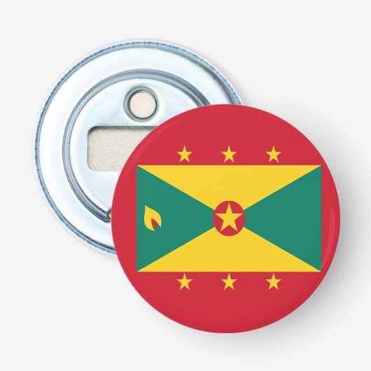 Grenadiaanse vlag Rood Groen Geel Onafhankelijkhei Button Flesopener (Voorkant)