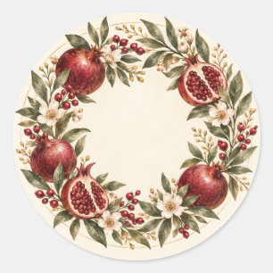 Grenadine granaatappel herfst bruiloft cadeautje ronde sticker
