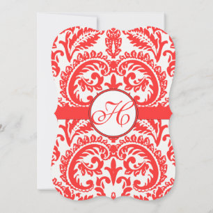 Grenadine Snapdragon Coral Damask Wedding Kaart