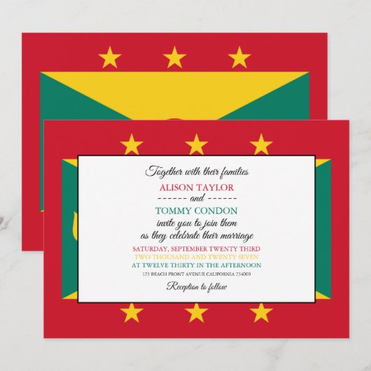 Grenadische vlag, vlag van Grenada bruiloft Kaart (Voorkant / Achterkant)
