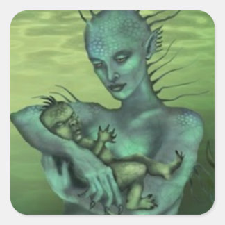 Grendels moeder houdt Grendel als een baby Vierkante Sticker