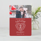 Greniet hart jubileum 2 jaar foto uitnodigingen (Staand voorkant)