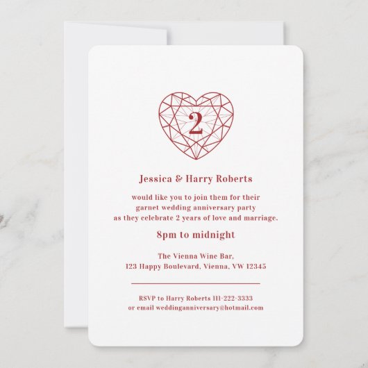 Greniet hart jubileum 2 jaar foto uitnodigingen (Achterkant)