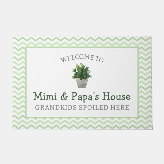 Grenkinderen van tuinen hier rondhangen grootouder deurmat (Voorkant)