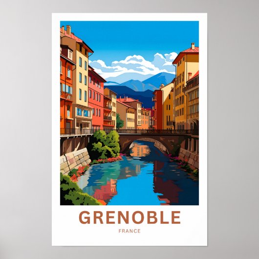 Grenoble Frankrijk Reisprint Poster (Voorkant)