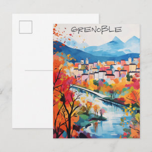 Grenoble Frankrijk Reizen Stad Schilderen Esthetis Briefkaart