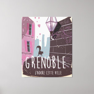 Grenoble Frankrijk vintage reisposter Canvas Afdruk