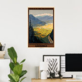 Grenoble Frankrijk Vintage Reisposter Print (Thuiskantoor)