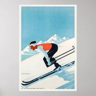 Grenoble Frankrijk Vintage Ski Poster - Ingelijste