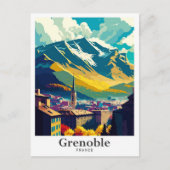 Grenoble Frankrijk Vintage Travel Portrait Briefkaart (Voorkant)