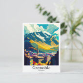 Grenoble Frankrijk Vintage Travel Portrait Briefkaart (Staand voorkant)