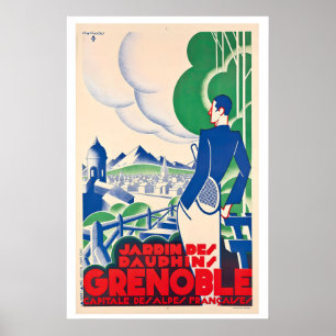 Grenoble Hoofdstad van de Franse Alpen Vintage Rei Poster