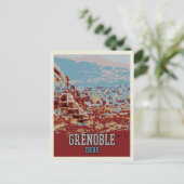 Grenoble panorama uitzicht illustratie Frankrijk Briefkaart (Staand voorkant)