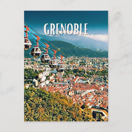 Grenoble Photo Vintage Briefkaart (Voorkant)