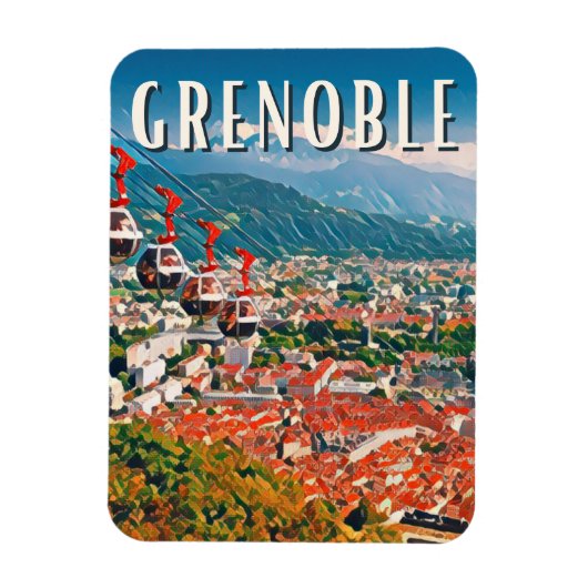 Grenoble Photo Vintage Magneet (Verticaal)