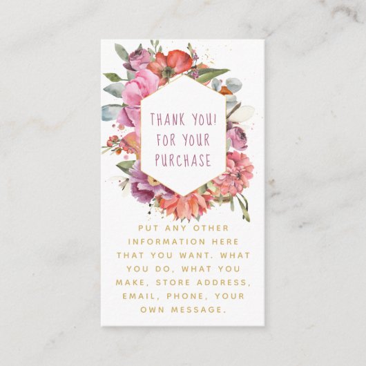 Grens bloemen en macaroons gouden grens informatiekaartje (Voorkant)