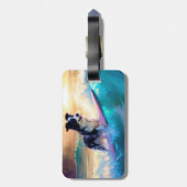 Grens Collie Beach Surfen schilderij Bagagelabel (Achterkant verticaal)