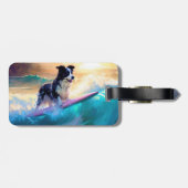 Grens Collie Beach Surfen schilderij Bagagelabel (Achterkant horizontaal)