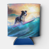 Grens Collie Beach Surfen schilderij Blikjeskoeler (Voorkant)