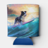 Grens Collie Beach Surfen schilderij Blikjeskoeler (Achterkant)