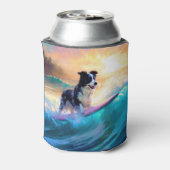 Grens Collie Beach Surfen schilderij Blikjeskoeler (Blikje Achterkant)