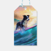 Grens Collie Beach Surfen schilderij Cadeaulabel (Achterkant)