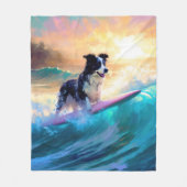 Grens Collie Beach Surfen schilderij Fleece Deken (Voorkant)