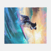 Grens Collie Beach Surfen schilderij Fleece Deken (Voorkant (Horizontaal))