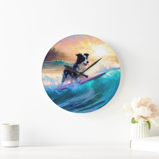 Grens Collie Beach Surfen schilderij Grote Klok (Huis)