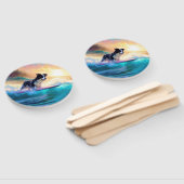 Grens Collie Beach Surfen schilderij Handwaaier (Niet-gemonteerd)