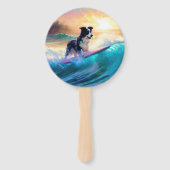 Grens Collie Beach Surfen schilderij Handwaaier (Voorkant)