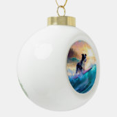 Grens Collie Beach Surfen schilderij Keramische Bal Ornament (Links)