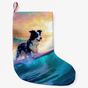 Grens Collie Beach Surfen schilderij Kleine Kerstsok
