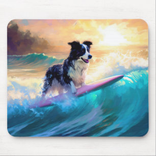 Grens Collie Beach Surfen schilderij Muismat