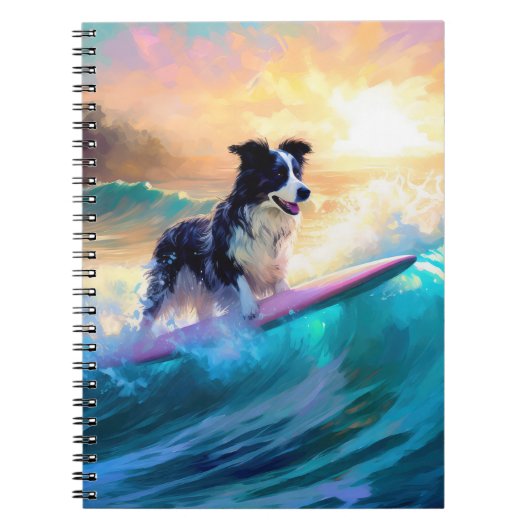Grens Collie Beach Surfen schilderij Notitieboek (Voorkant)