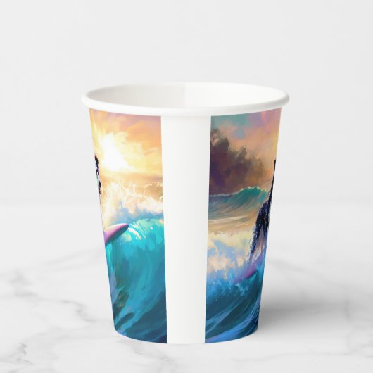 Grens Collie Beach Surfen schilderij Papieren Bekers (Links)