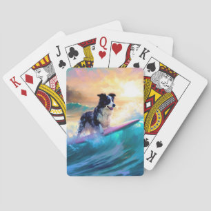 Grens Collie Beach Surfen schilderij Pokerkaarten