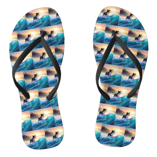 Grens Collie Beach Surfen schilderij Teenslippers (Voetbed)