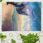 Grens Collie Beach Surfen schilderij Theedoek (Gevouwen)