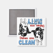 Grens Collie Cartoon Vaatwasser Magnet (Voorkant / Achterkant)
