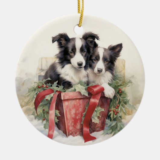  grens Collie Christmas Keramisch Ornament (Voorkant)