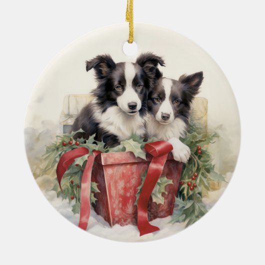 grens Collie Christmas Keramisch Ornament (Achterkant)