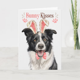 Grens Collie Dog in Bunny Ears voor Pasen Feestdagen Kaart