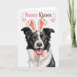 Grens Collie Dog in Bunny Ears voor Pasen Feestdagen Kaart