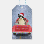 Grens Collie Dog in sneeuw, kerstmis Cadeaulabel (Achterkant)