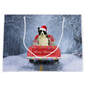 Grens Collie Dog in sneeuw, kerstmis Groot Cadeauzakje (Voorkant)