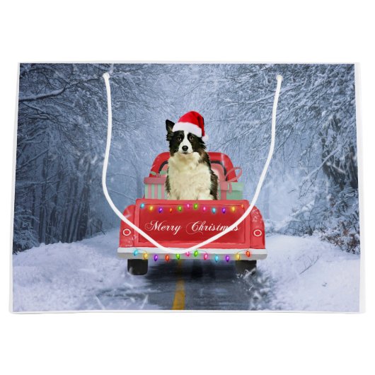 Grens Collie Dog in sneeuw, kerstmis Groot Cadeauzakje (Voorkant)